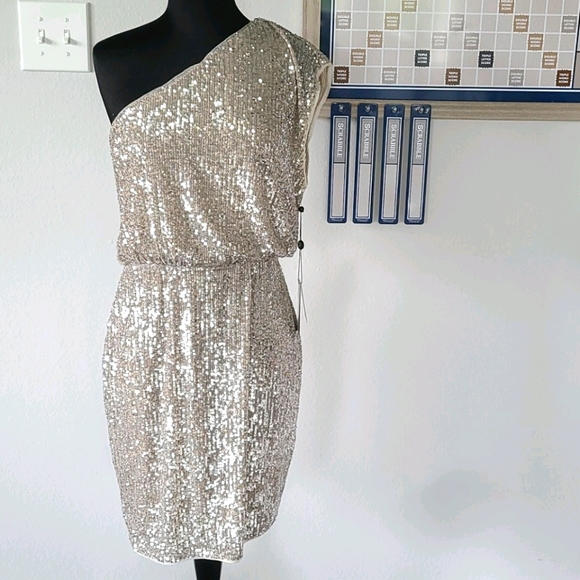 Adrianna Papell Dresses & Skirts - Nwt Adrianna Papell one shoulder sequin dress 8